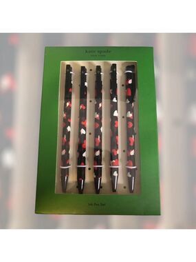 KATE SPADE New York CELEBRATION HEARTS CLICK PEN SET 5 Pens Black Ink NIB